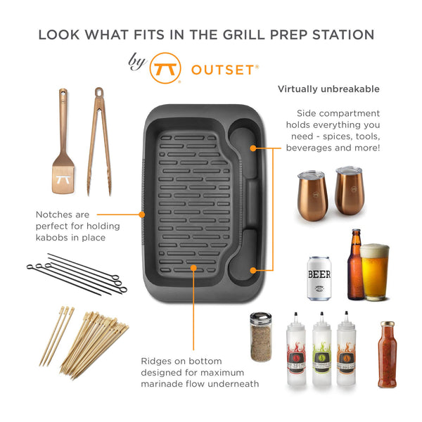 Outset Grill Prep Station With Lid, 15" x 10" x 2.6": 17.75 x  3 x 11.25