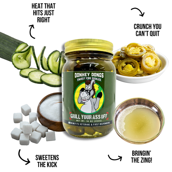 Donkey Dongs Sweet Fire Pickles - Spicy Pickle Chips