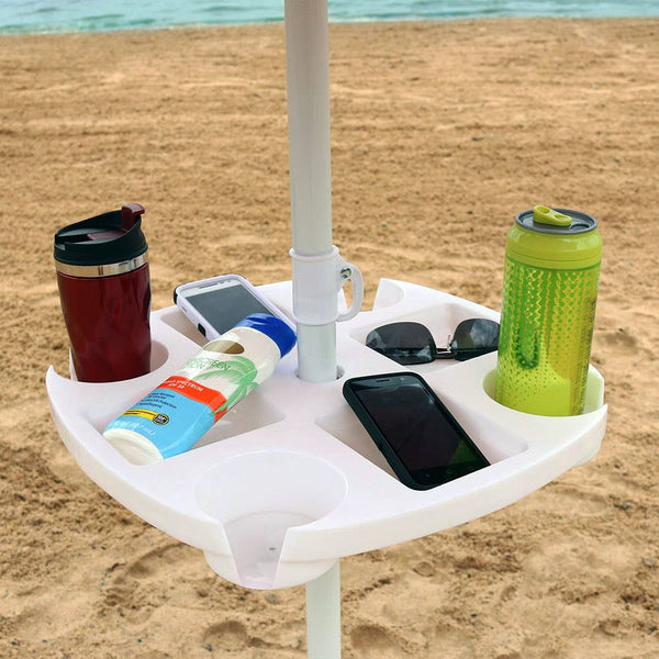 Beach Umbrella Pole Drink and Snack Holder Table