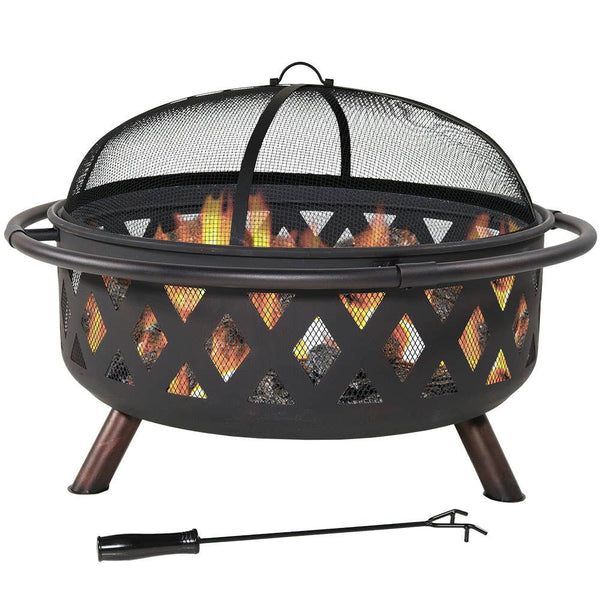 Sunnydaze Black Crossweave Wood Burning Fire Pit - 36-Inch