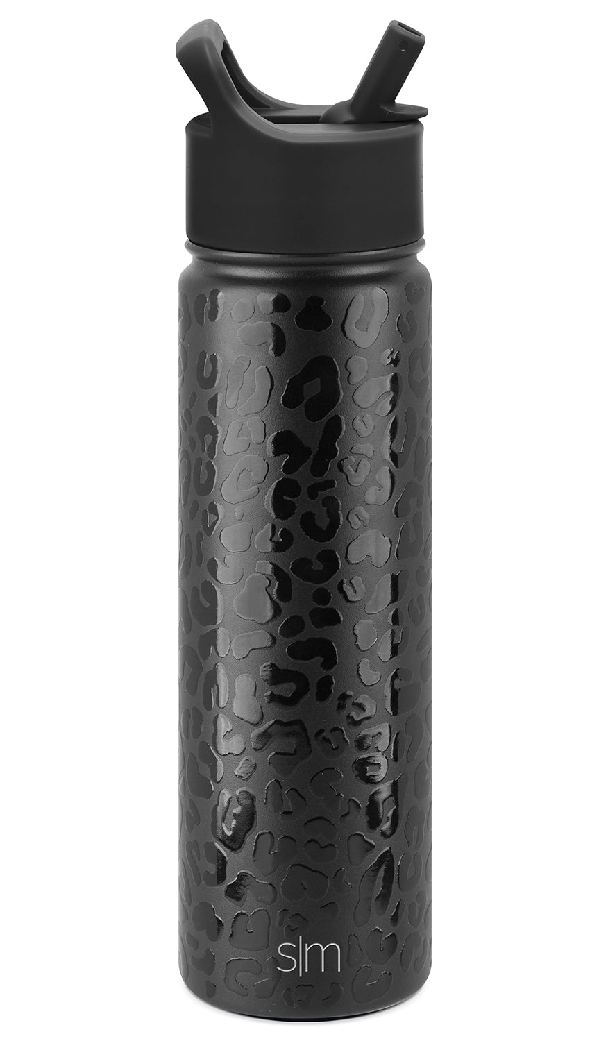 Simple Modern Summit Water Bottle w/ Straw Lid Black Leopard 22oz