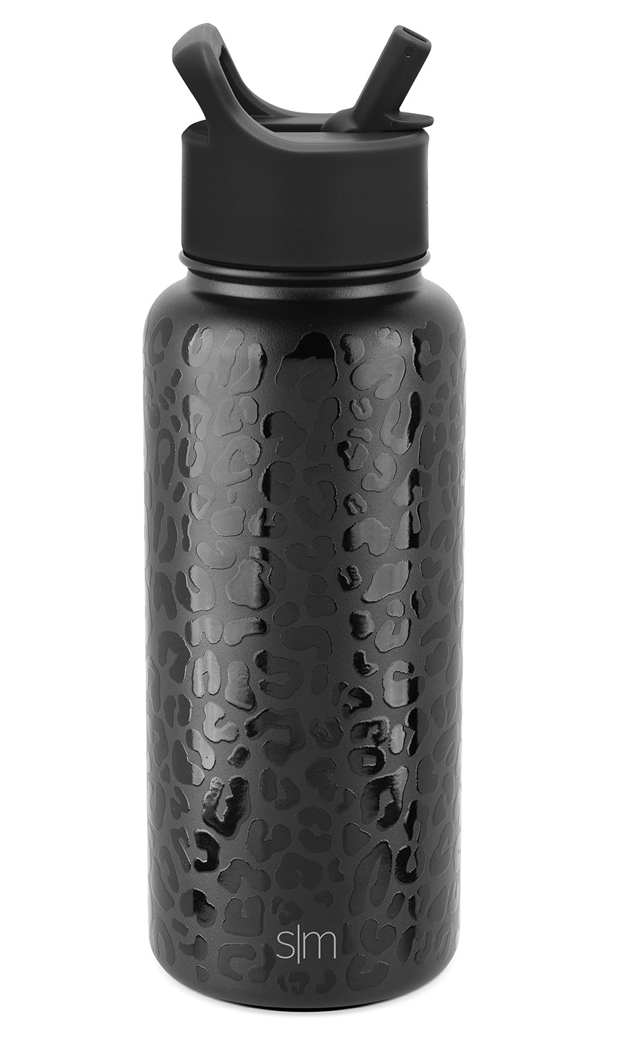 Simple Modern Summit Water Bottle w/ Straw Lid Black Leopard 32oz