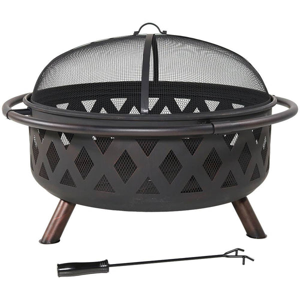 Sunnydaze Black Crossweave Wood Burning Fire Pit - 36-Inch